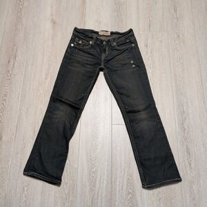 MEK DENIM Santiago Low Rise Straight Jeans Women 31x28‎ Dark Wash Flap Pockets